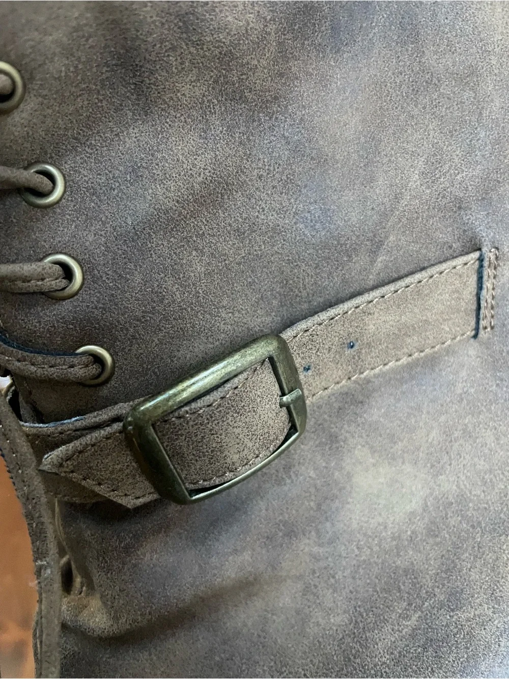 Very Volatile Brown Over-the-Knee Lace-Up Buckle Boots